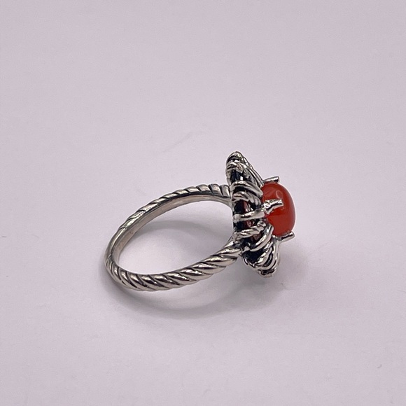 David Yurman Starburst Silver Ring with Red Carnelian - Picture 7 of 9